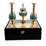 Kupfer Set mit Emaillie in Türkis